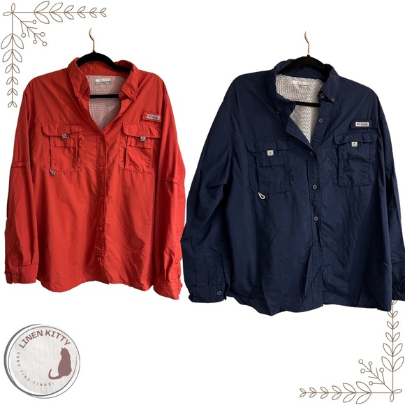 Columbia Tops - Set of 2 Columbia PFG Long-Sleeve Women's Fishing Shirts: 1X